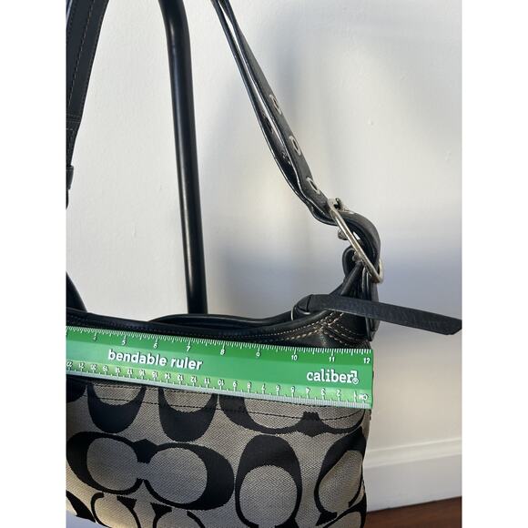 Vintage Y2K Coach Purse Shoulder Bag Crossbody F13359 Black & Gray Leather Trim - Picture 5 of 7